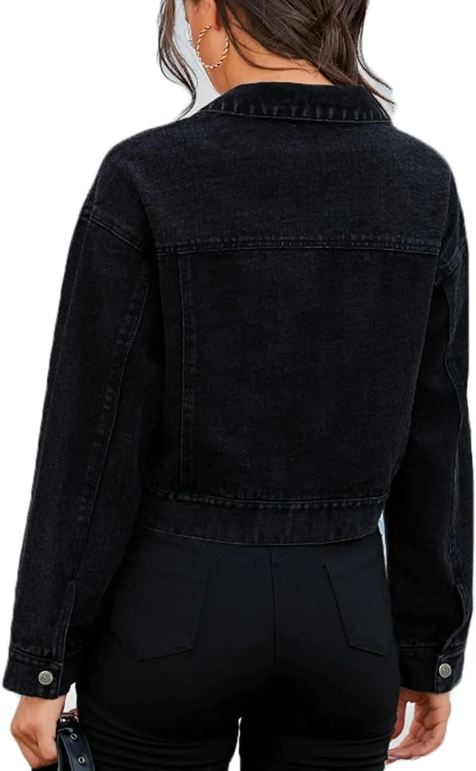 Skylinewears Women's Denim Classic Jackets Long Sleeve Soft Stretch Fit Versatile Button Down Crop Blue Jean Jacket