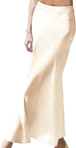 Sleek & Sexy Pure Color Bodycon Midi Skirt for Women Versatile High Waist Pencil Skirt Skirt Topper
