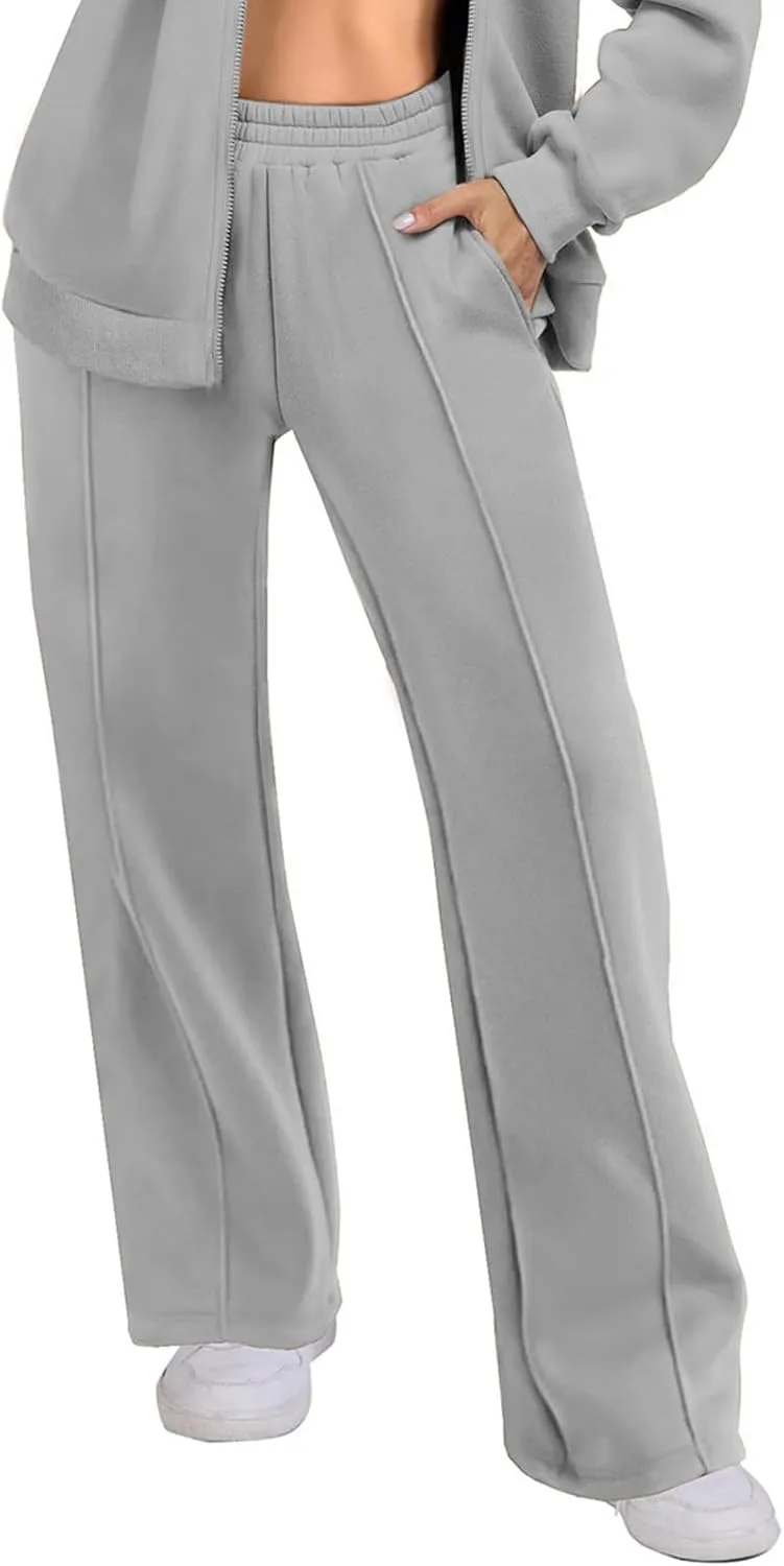 SMIDOW Wide Leg Sweatpants for Women High Waisted Loose Flare Pants Casual Fall Baggy Joggers Athletic Lounge Trousers