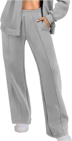SMIDOW Wide Leg Sweatpants for Women High Waisted Loose Flare Pants Casual Fall Baggy Joggers Athletic Lounge Trousers