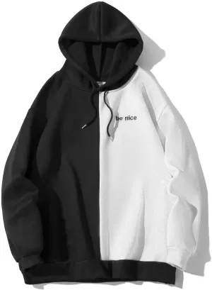 SOLY HUX Men's Casual Colorblock Pullover Fashion Loose Fit Long Sleeve Graphic Trendy Drawstring Hoodie Sweatshirt
