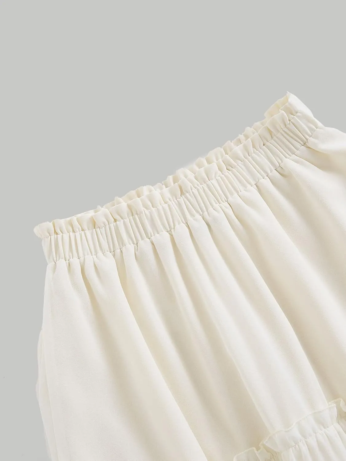 SOLY HUX Women's Summer Ruffle Flowy Skirts Elastic Waist Maxi Skirt A Line Beach Long Skirts