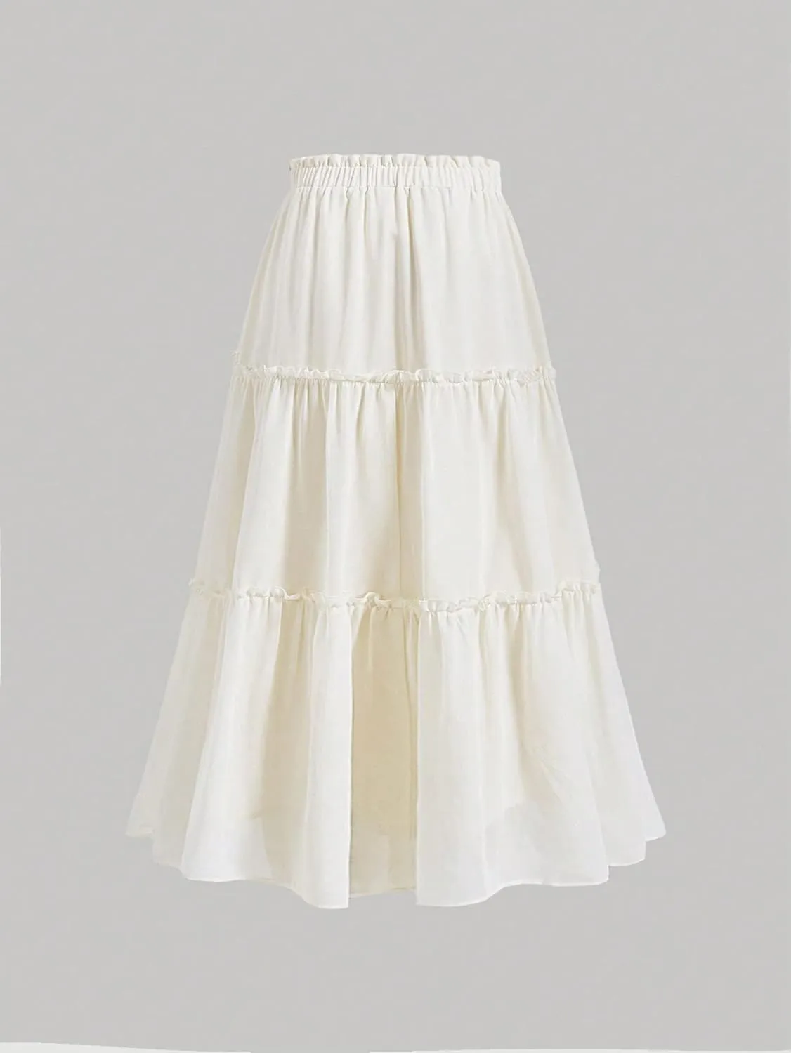 SOLY HUX Women's Summer Ruffle Flowy Skirts Elastic Waist Maxi Skirt A Line Beach Long Skirts