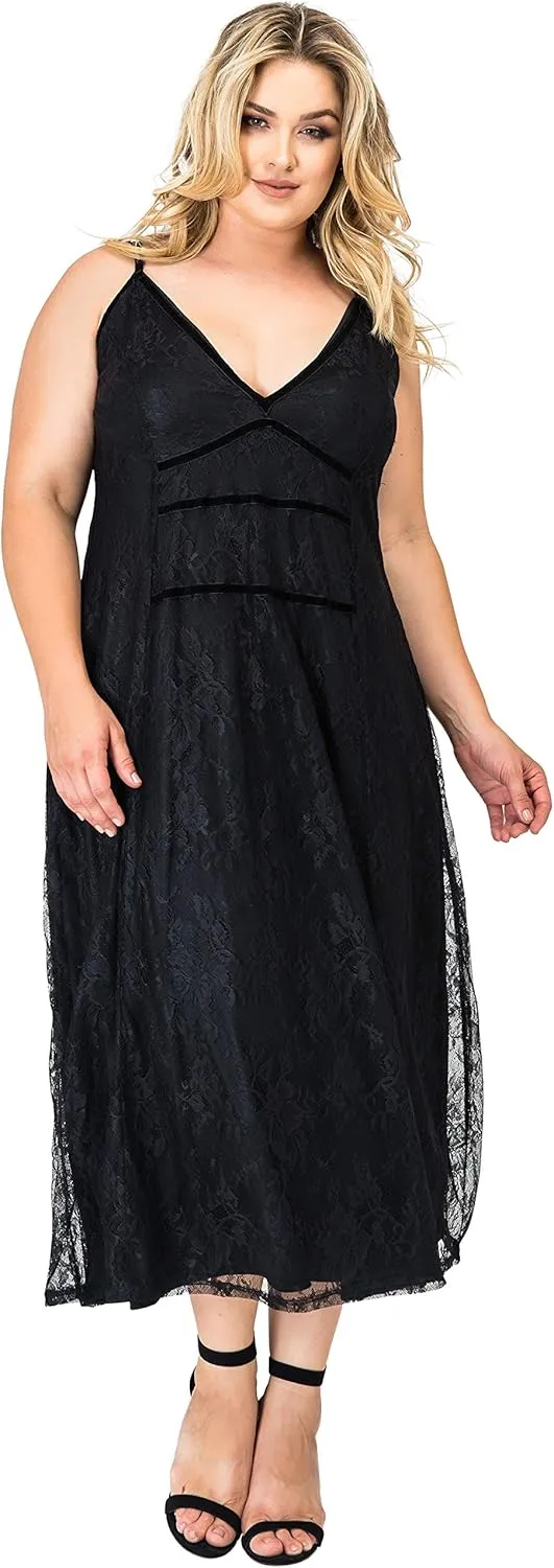 Standards & Practices Plus Size Modern Women's Lace Tank Slip Liner Midi Dress