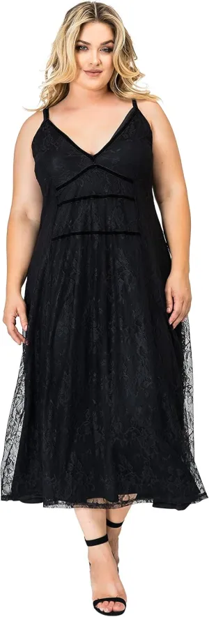 Standards & Practices Plus Size Modern Women's Lace Tank Slip Liner Midi Dress