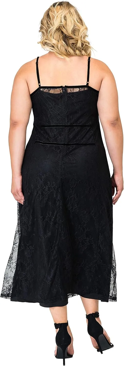 Standards & Practices Plus Size Modern Women's Lace Tank Slip Liner Midi Dress
