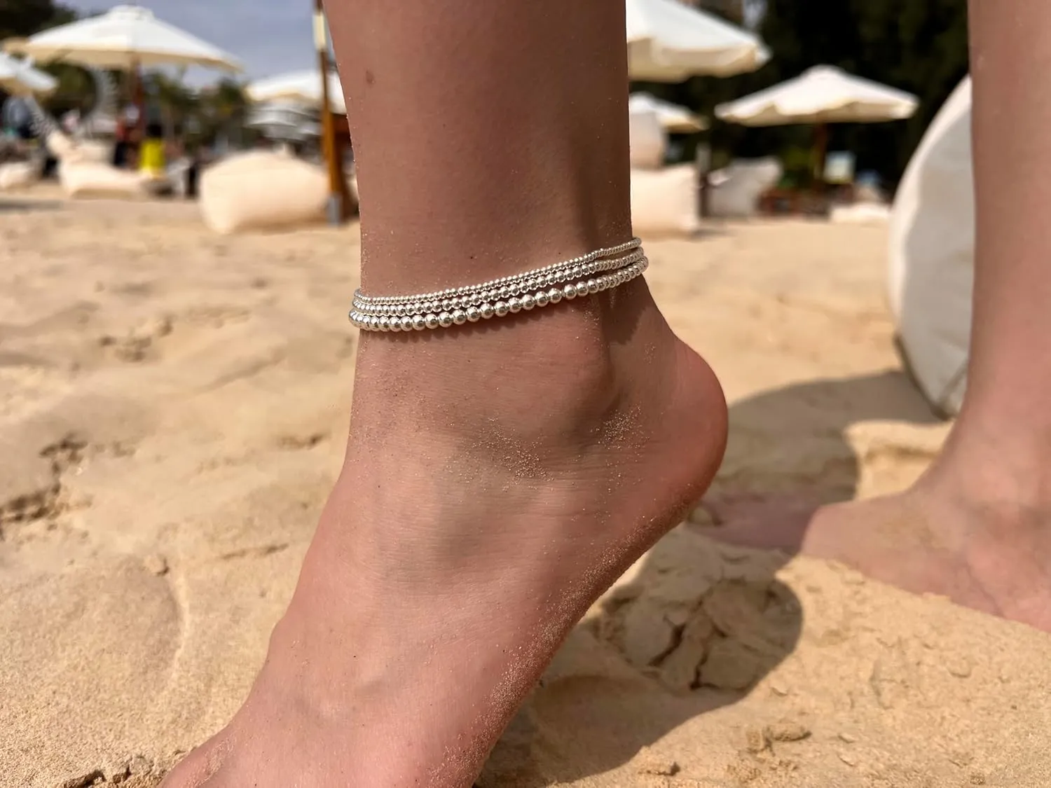 Sterling Silver Ankle Bracelets for Women - Waterproof Silver Anklets Trendy 925 Sterling Silver/14K Gold Plated Stackable Sparkling Link Chian Anklet Bracelet Set for Women Dainty Jewelry Gift