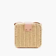 Straw Top Handle & Chain Crossbody Purse