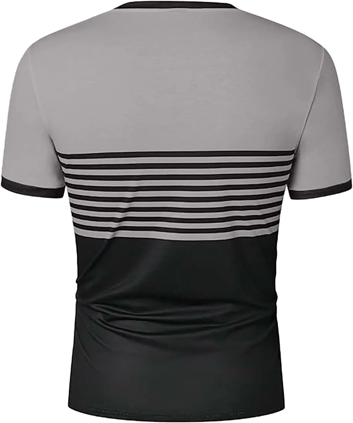 Striped Shirts for Men Short Sleeve Crewneck Neck T-Shirts with Pocket Classic Basic Tees Fashion Summer Shirt Tops