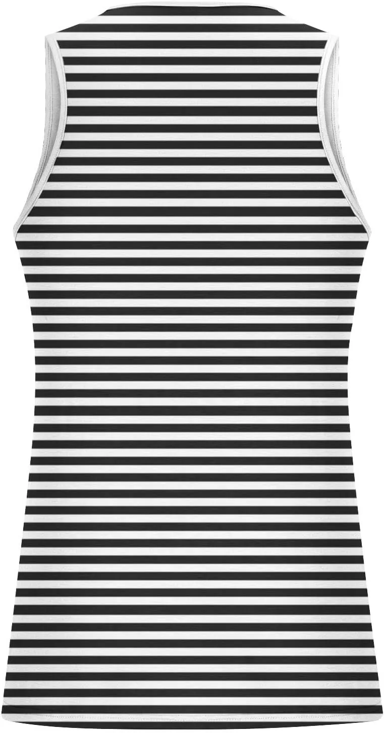 Striped Tank Top for Mens Summer Loose Sleeveless Shirt Classic Round Neck Lightweight Casual Holiday Beach Tee Tops