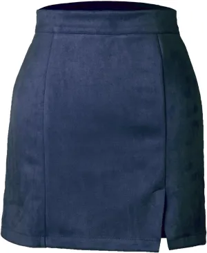 Suede Skirt for Women Side Notch Casual Mini Skirts Sexy Cozy Hip Wrap High Waisted Skirts Soft Cozy Flannel Skirt