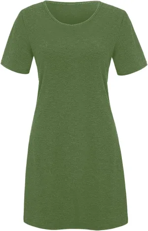 Summer Dresses for Women 2024 Casual Short Sleeve Beach Sundresses Casual Crewneck Loose Swing Dress