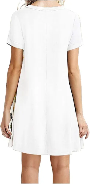 Summer Dresses for Women 2024 Casual Short Sleeve Beach Sundresses Casual Crewneck Loose Swing Dress