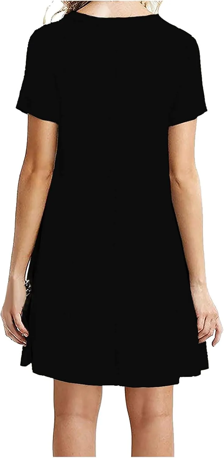 Summer Dresses for Women 2024 Casual Short Sleeve Beach Sundresses Casual Crewneck Loose Swing Dress