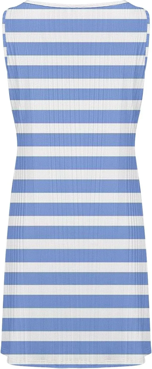 Summer Dresses for Women 2025 Loose Beach Vacation Casual Crew Neck Casual Boho Dress Sleeveless Sundresses with Pockets