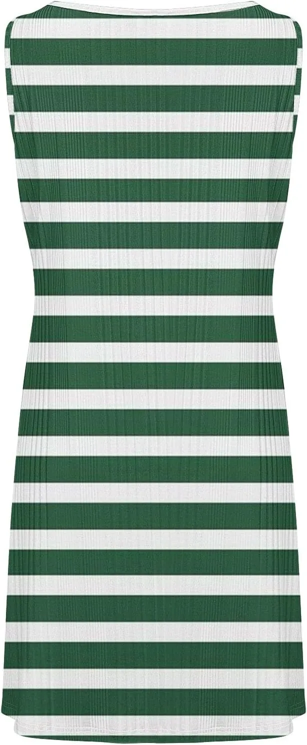Summer Dresses for Women 2025 Loose Beach Vacation Casual Crew Neck Casual Boho Dress Sleeveless Sundresses with Pockets