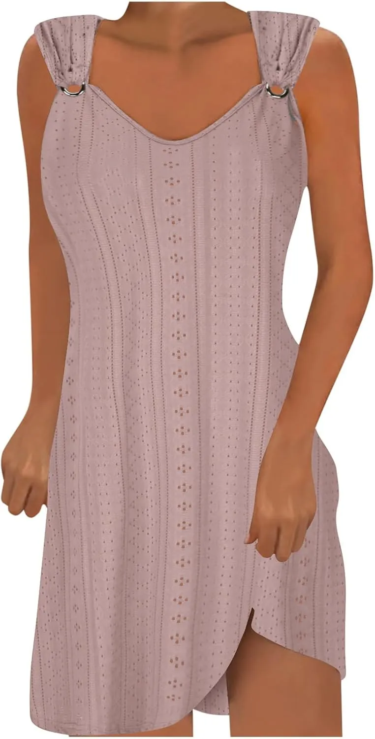 Summer Dresses for Women 2025 Sleeveless Beach Casual Sundresses Swimsuit Cover Ups Spring Casual Loose Tank Dress
