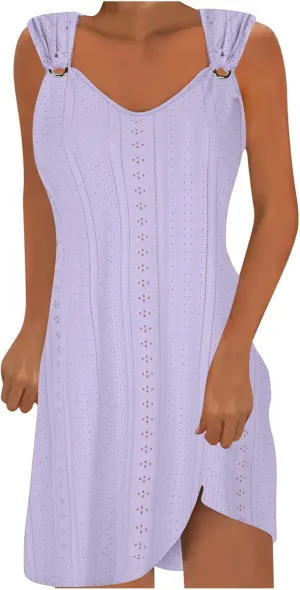 Summer Dresses for Women 2025 Sleeveless Beach Casual Sundresses Swimsuit Cover Ups Spring Casual Loose Tank Dress