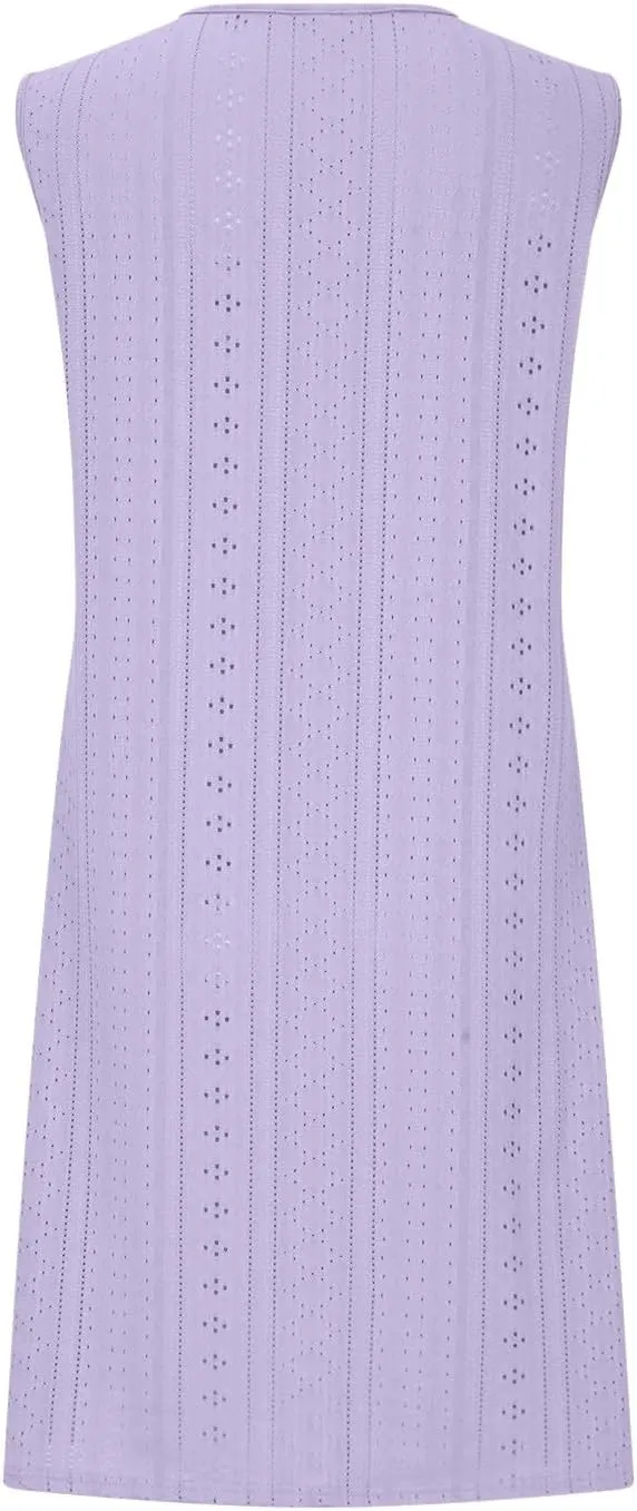 Summer Dresses for Women 2025 Sleeveless Beach Casual Sundresses Swimsuit Cover Ups Spring Casual Loose Tank Dress