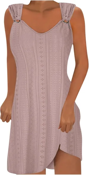 Summer Dresses for Women 2025 Sleeveless Beach Casual Sundresses Swimsuit Cover Ups Spring Casual Loose Tank Dress