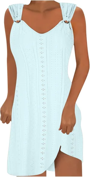 Summer Dresses for Women 2025 Sleeveless Beach Casual Sundresses Swimsuit Cover Ups Spring Casual Loose Tank Dress