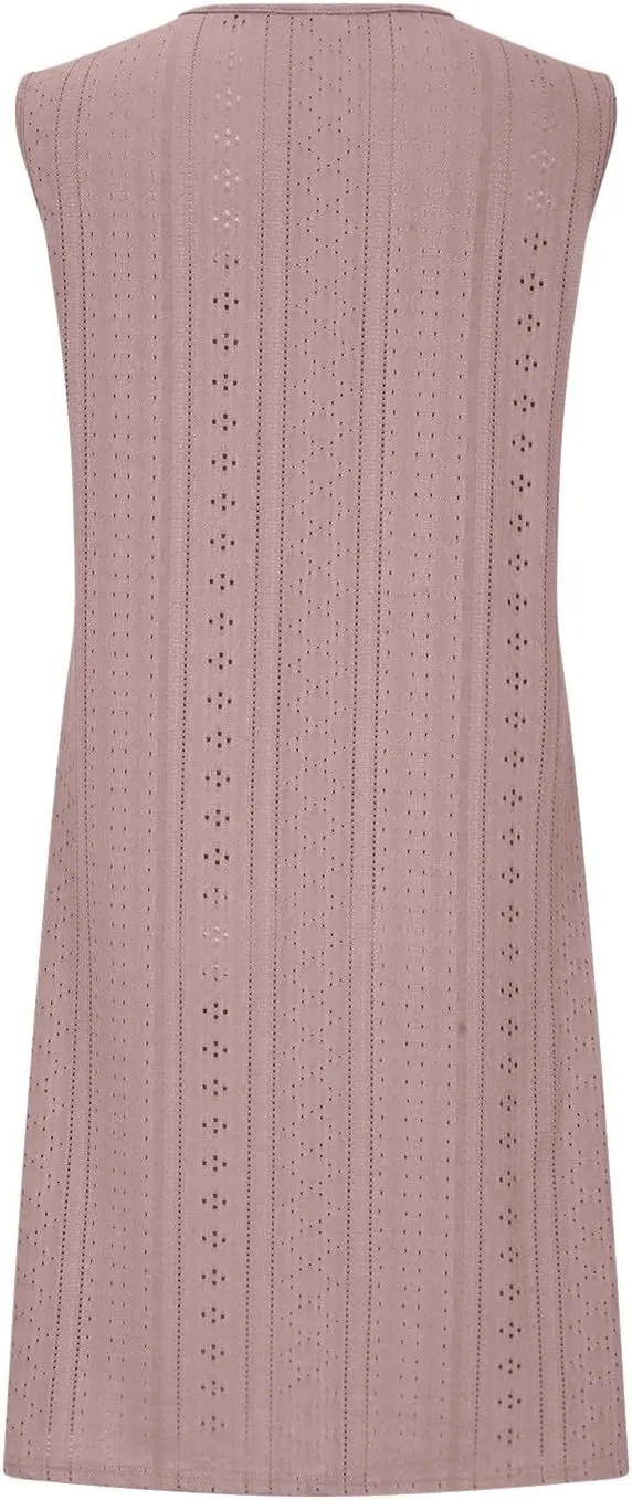 Summer Dresses for Women 2025 Sleeveless Beach Casual Sundresses Swimsuit Cover Ups Spring Casual Loose Tank Dress