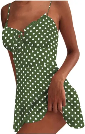 Summer Dresses for Women 2025 V-Neck Spaghetti Strap Bowknot Backless Sleeveless Lace Mini Swing Skater Dress