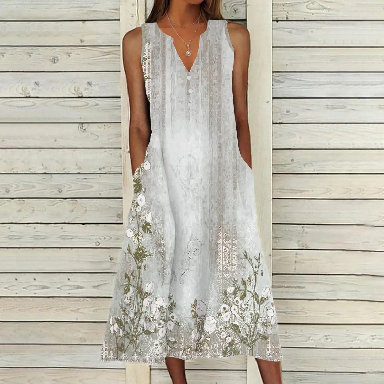 Summer Dresses for Women 2025 Vacation Casual Sleeveless v Neck Long Tank Dress Boho Floral Beach Flowy Sundresses