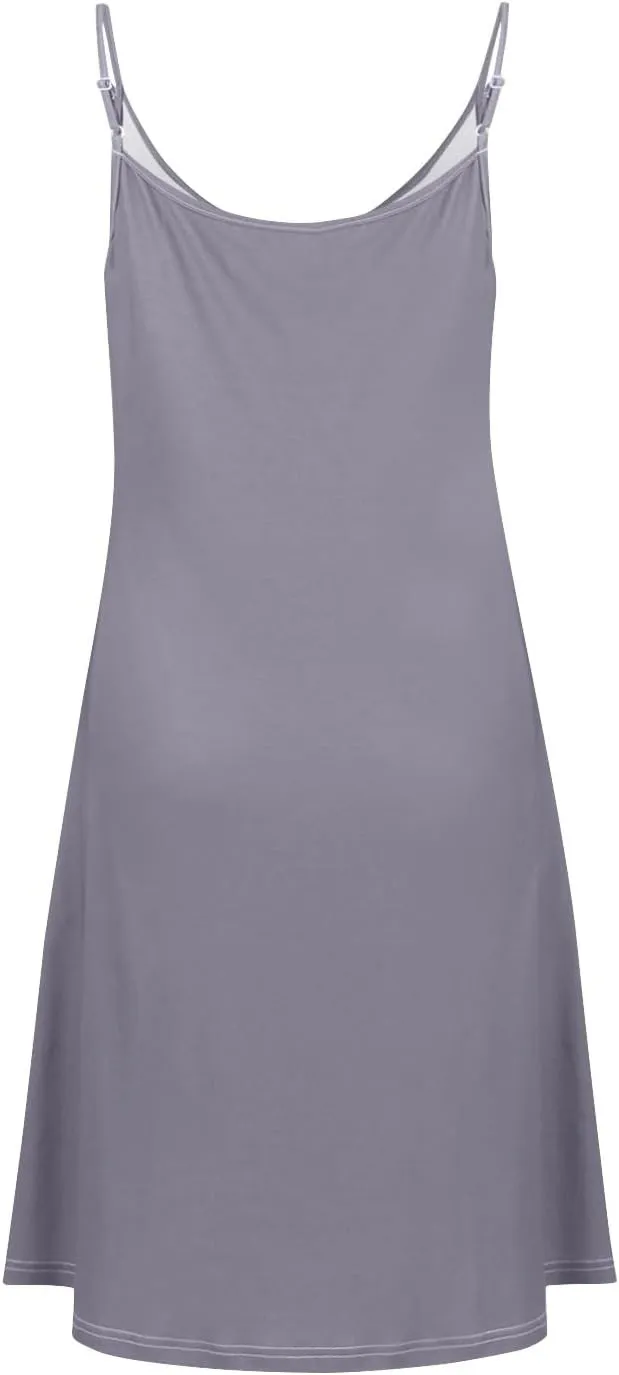 Summer Dresses for Women Spaghetti Strap Casual Swing Tank Beach Cover Up Dress with Pockets