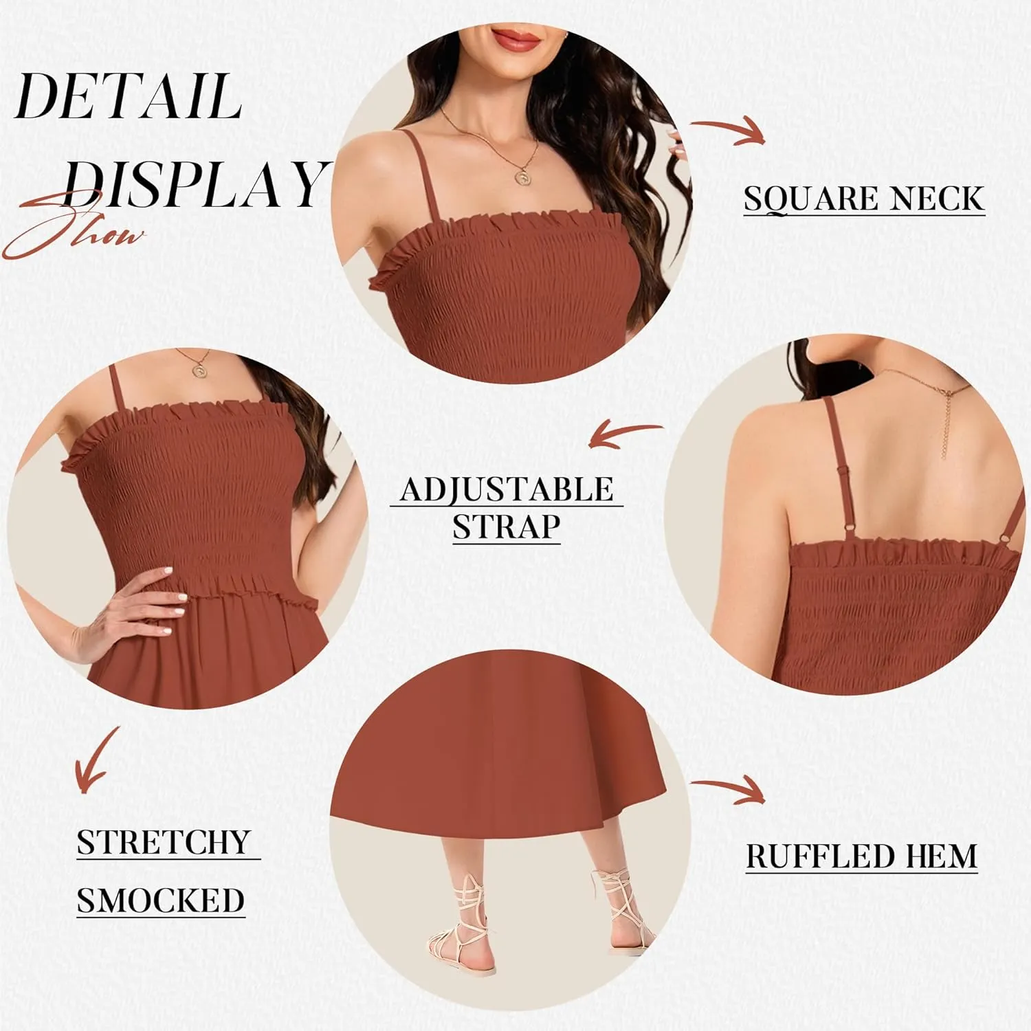 Summer Maxi Dress, 2025 Sleeveless Sundress Cotton Dress Strap Smocked Beach Dresses for Women