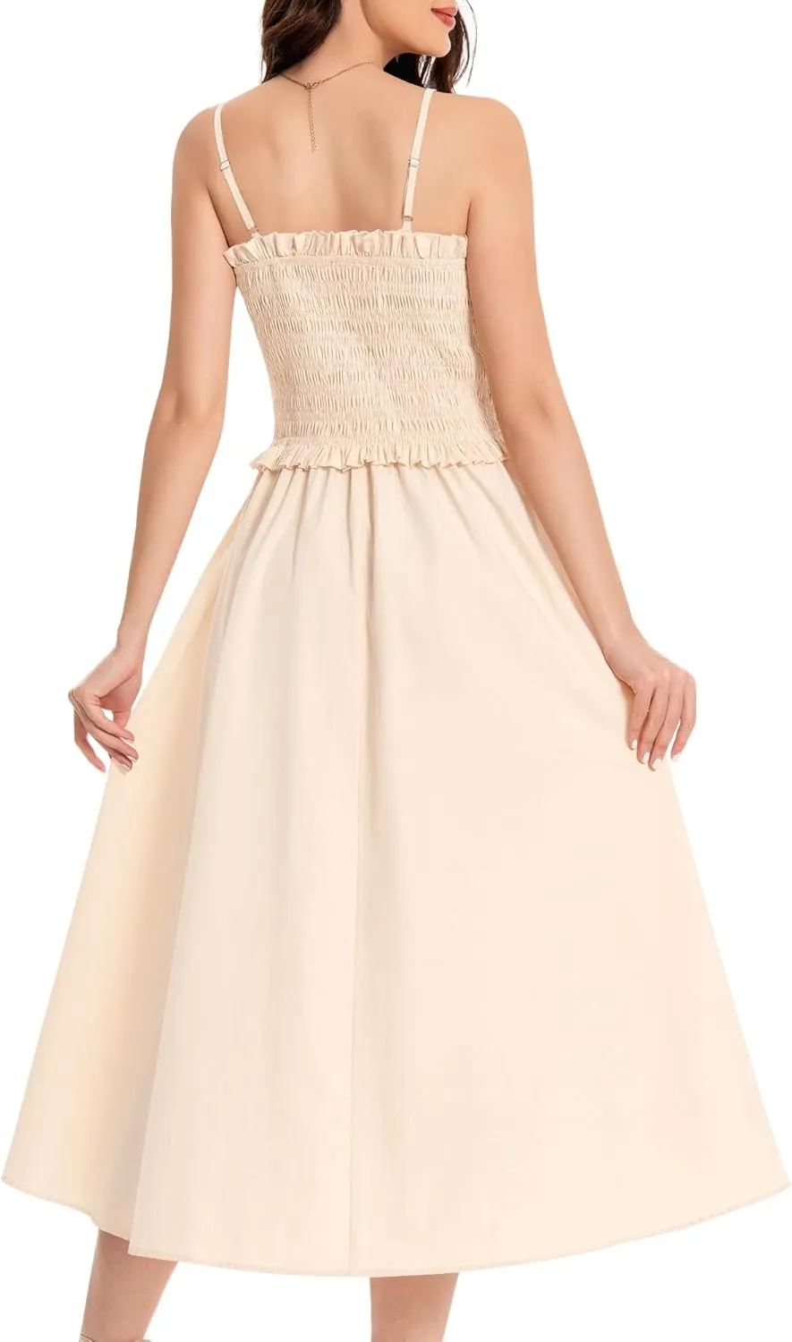 Summer Maxi Dress, 2025 Sleeveless Sundress Cotton Dress Strap Smocked Beach Dresses for Women