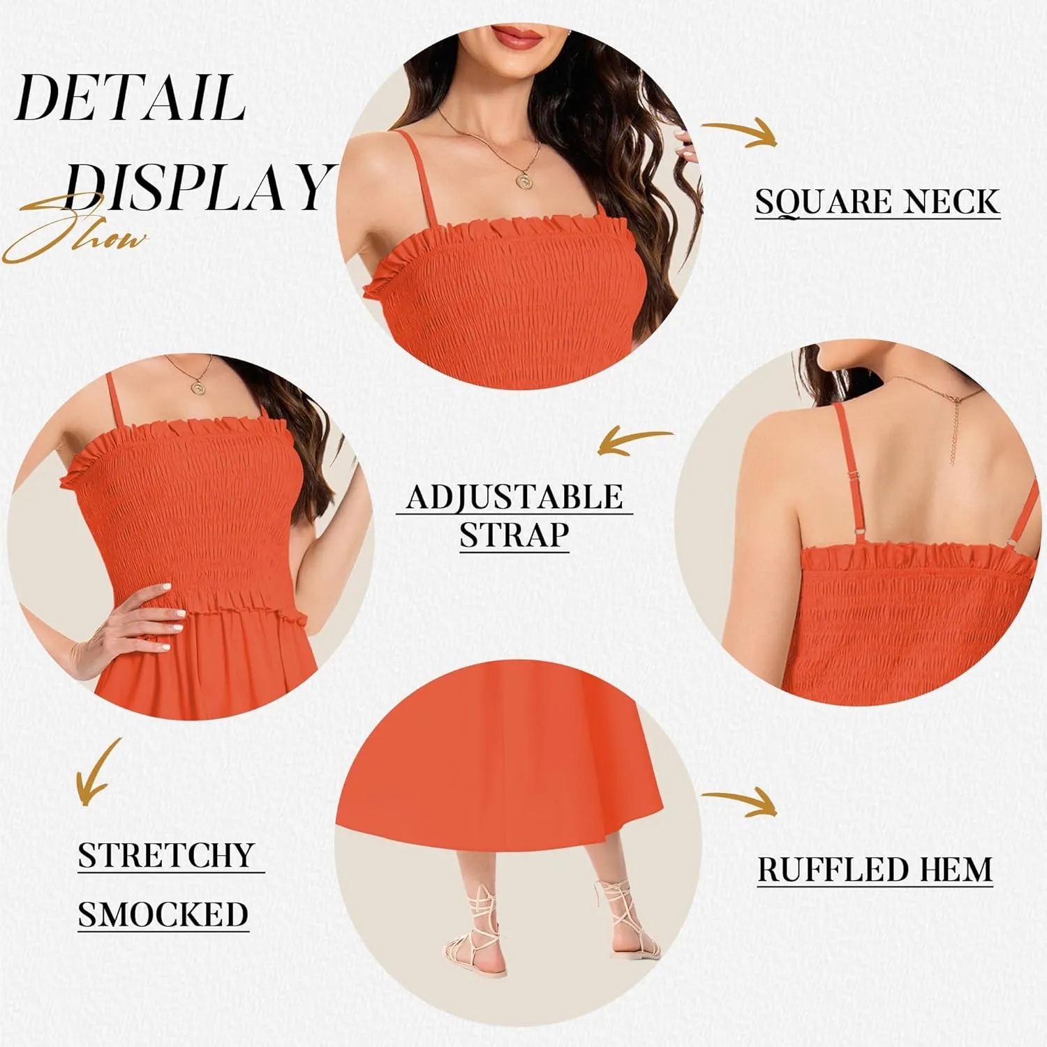 Summer Maxi Dress, 2025 Sleeveless Sundress Cotton Dress Strap Smocked Beach Dresses for Women