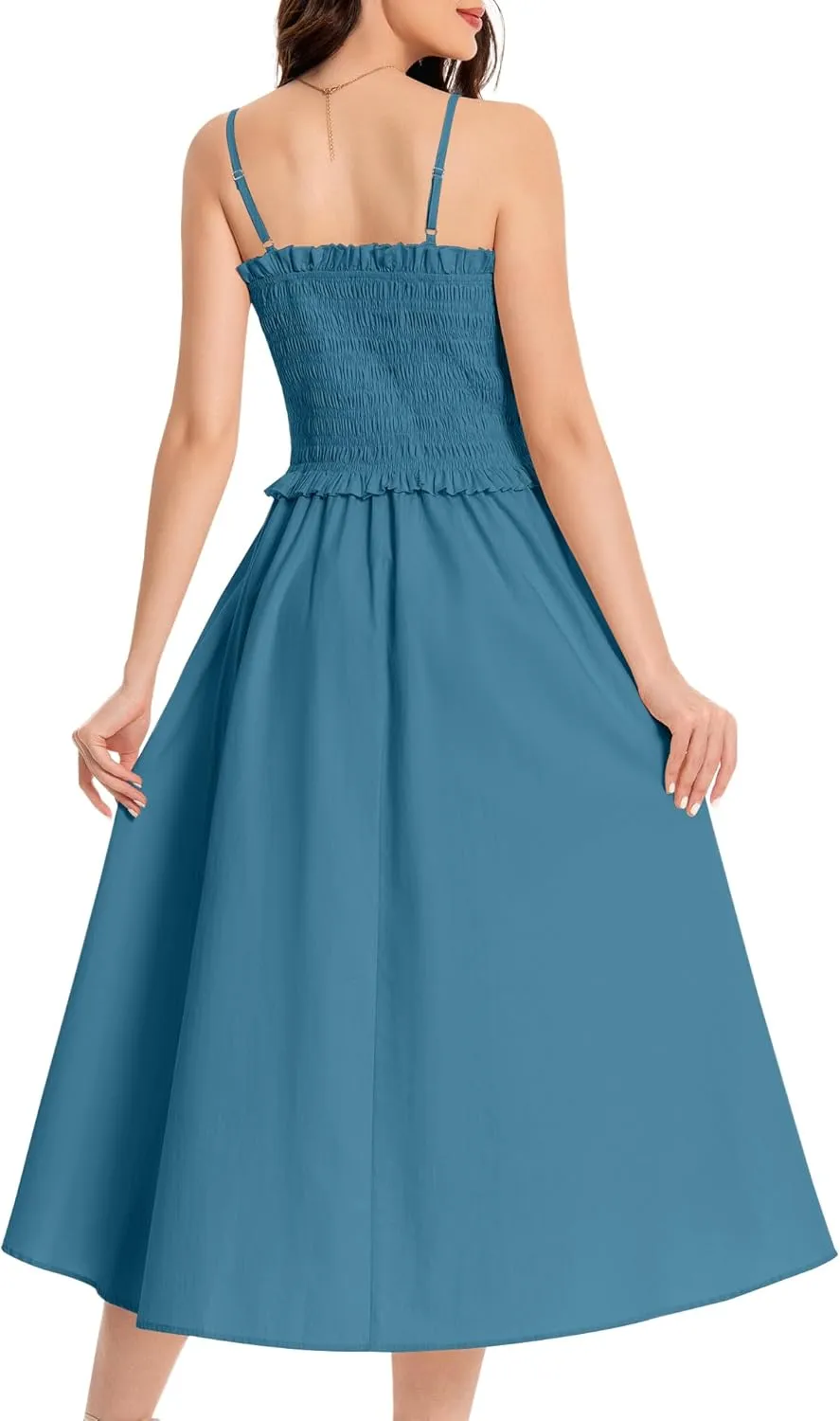 Summer Maxi Dress, 2025 Sleeveless Sundress Cotton Dress Strap Smocked Beach Dresses for Women