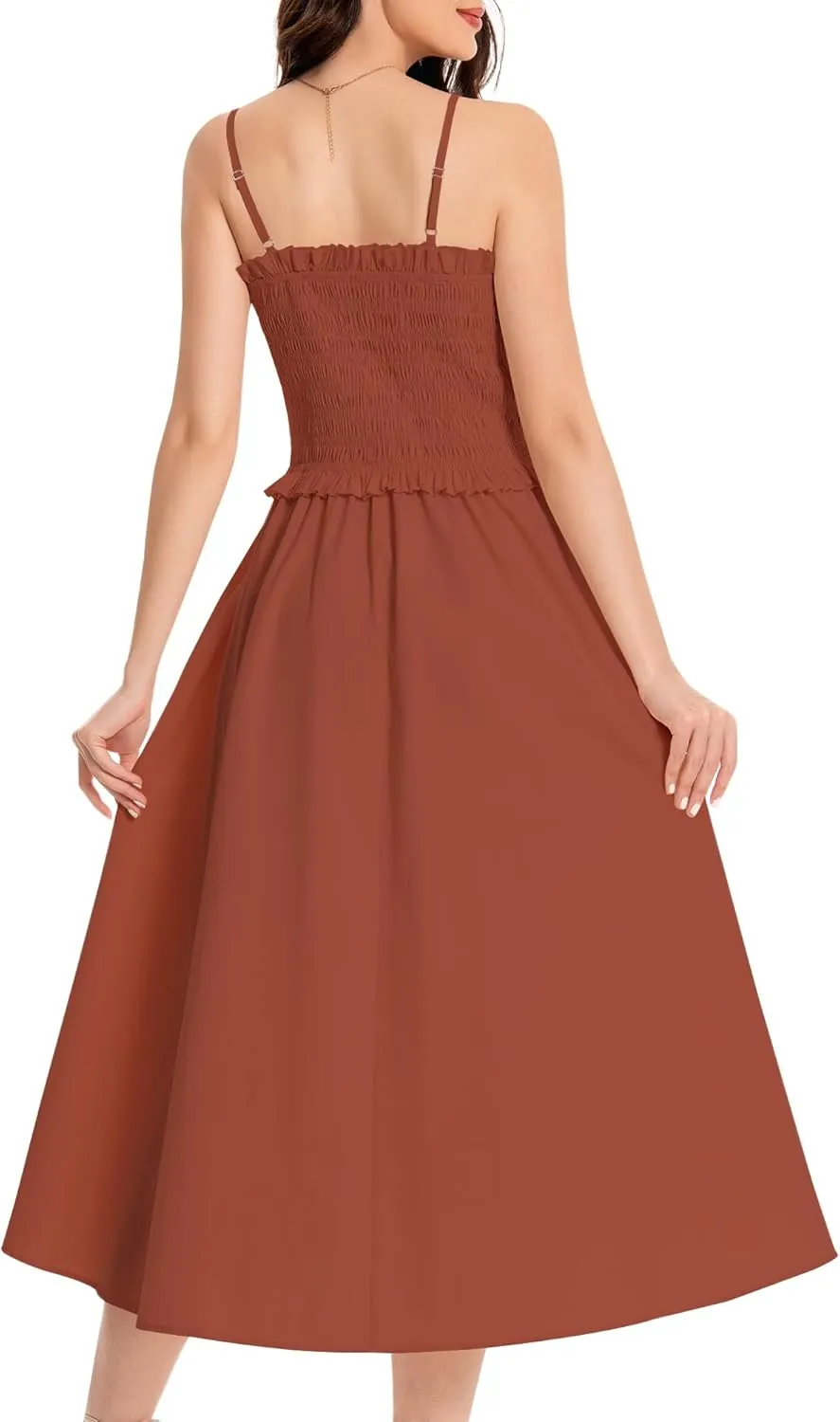 Summer Maxi Dress, 2025 Sleeveless Sundress Cotton Dress Strap Smocked Beach Dresses for Women