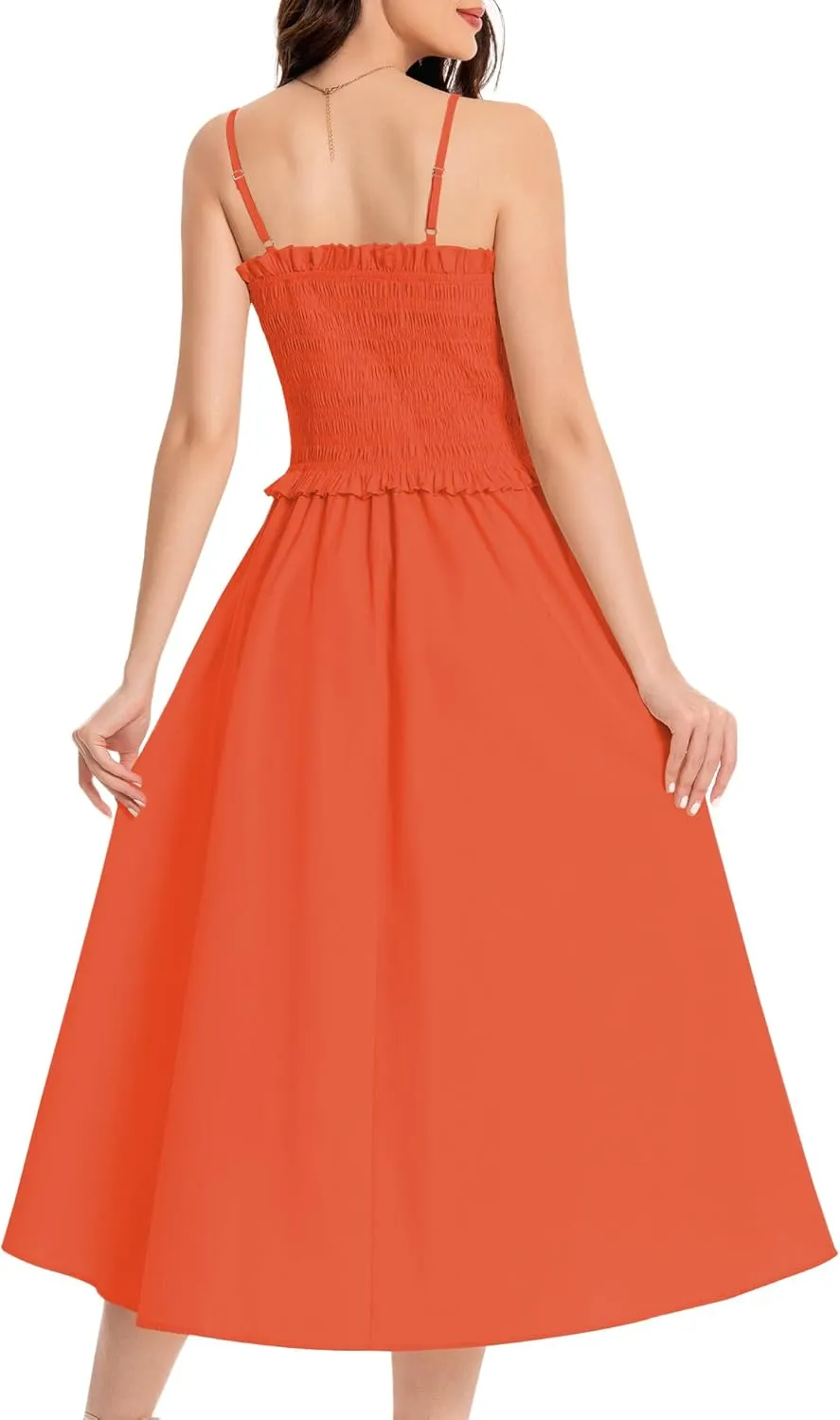 Summer Maxi Dress, 2025 Sleeveless Sundress Cotton Dress Strap Smocked Beach Dresses for Women