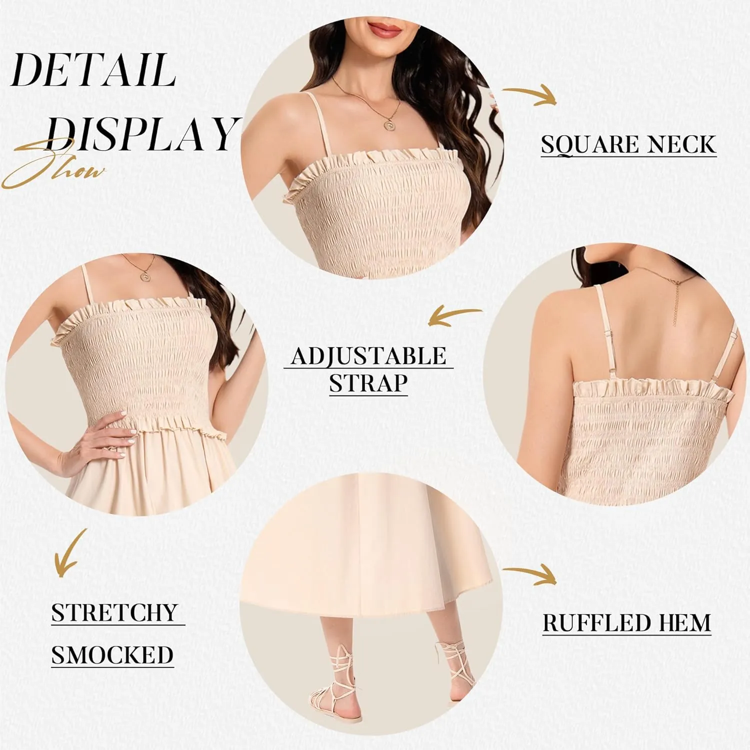 Summer Maxi Dress, 2025 Sleeveless Sundress Cotton Dress Strap Smocked Beach Dresses for Women