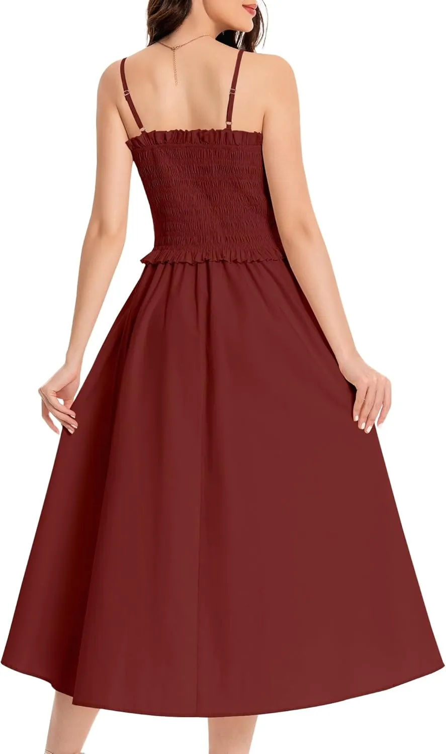 Summer Maxi Dress, 2025 Sleeveless Sundress Cotton Dress Strap Smocked Beach Dresses for Women