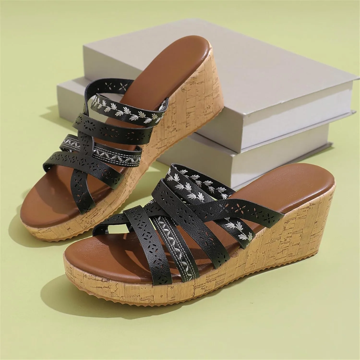 Summer Wedge Sandals for Women 2025 Arch Support Orthopedic Comfortable Platform Sandals Trendy Leather Slides Slippers Walking Outdoor Rubber Soles