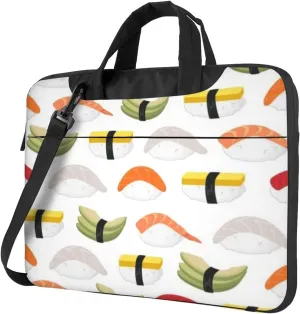 Sushi Print Sleek 13-15.6 Inch Laptop Bag For Man And Women, Computer Messenger Bag, Trendy Shoulder Strap Design