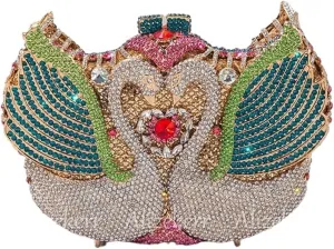 Swan Shaped Rhinestone Evening Bags Women Gorgeous Diamond Metal Clutch Purses And Handbags Wedding Party