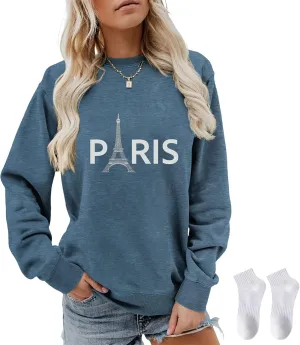 Sweatshirt for Women Funny Letter Graphic Crewneck Pullovers Casual Tops S~XXL