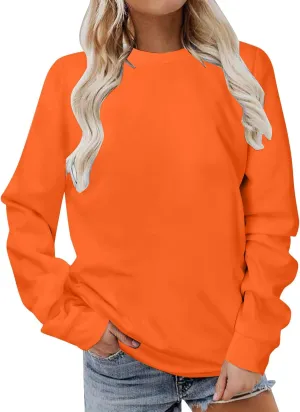Sweatshirt for Women Long Sleeve Simple Solid Color Hoodies Sweatshirts Casual Loose Trendy Pullover
