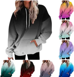 Sweatshirts for Women Trendy Gradient Hoodies Casual Drawstring Hoodie Teen Girl Oversized Sweatshirts with Pockets