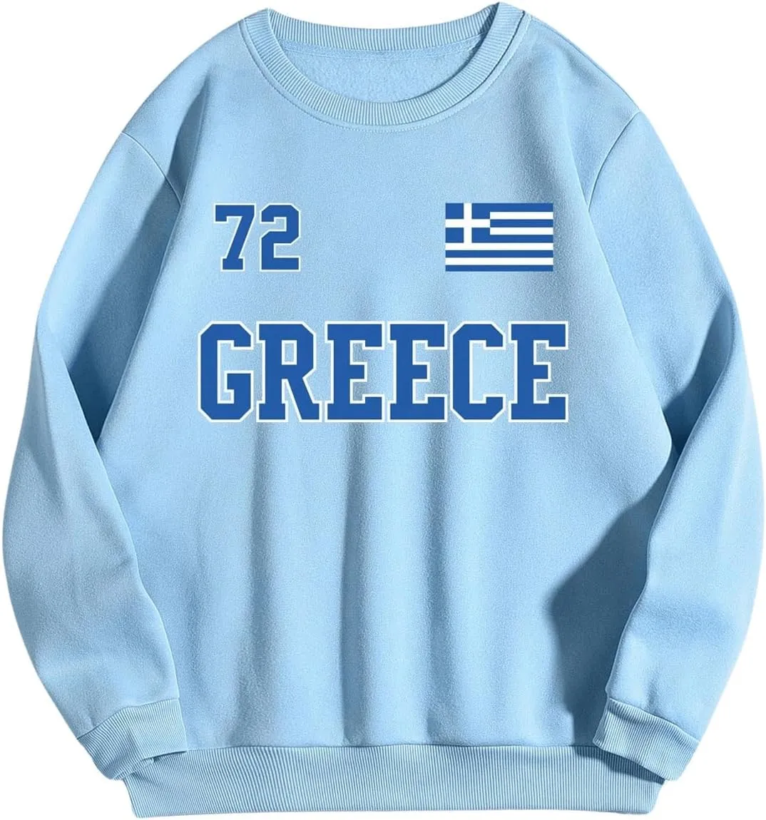 SweatyRocks Women's Oversized Sweatshirts Casual Crewneck Drop Shoulder Long Sleeve Graphic Pullovers