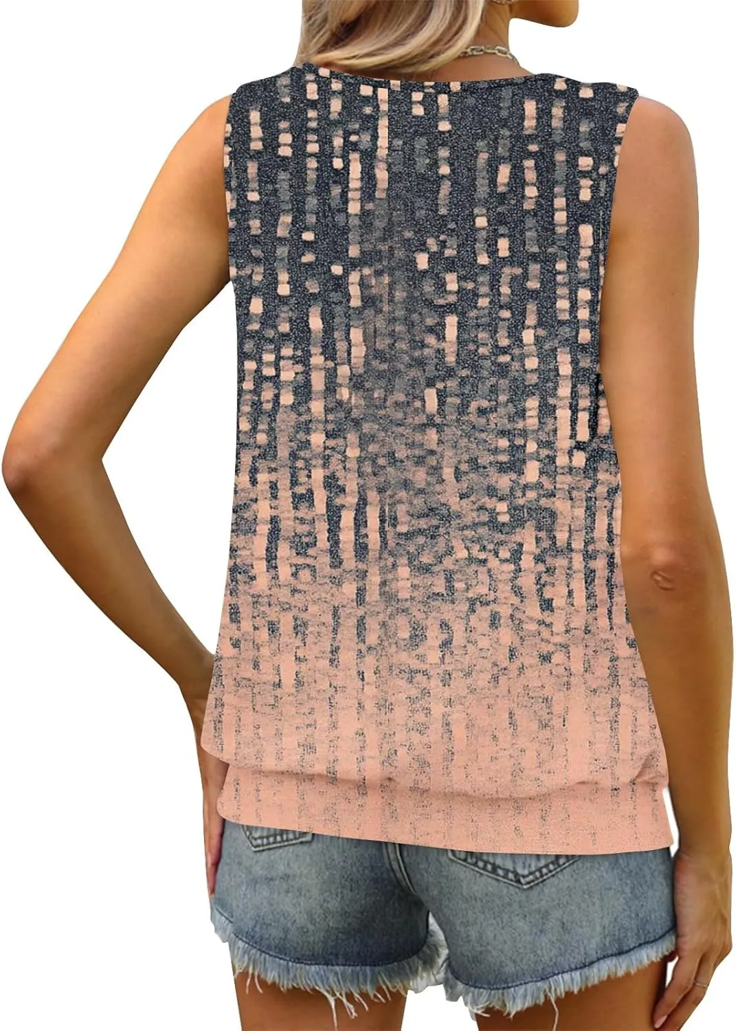 Tank Tops for Women Fashion Sleeveless Trendy Tops 2025 Sexy Ruched Crew Neck Floral Print Shirts Summer Casual Tops