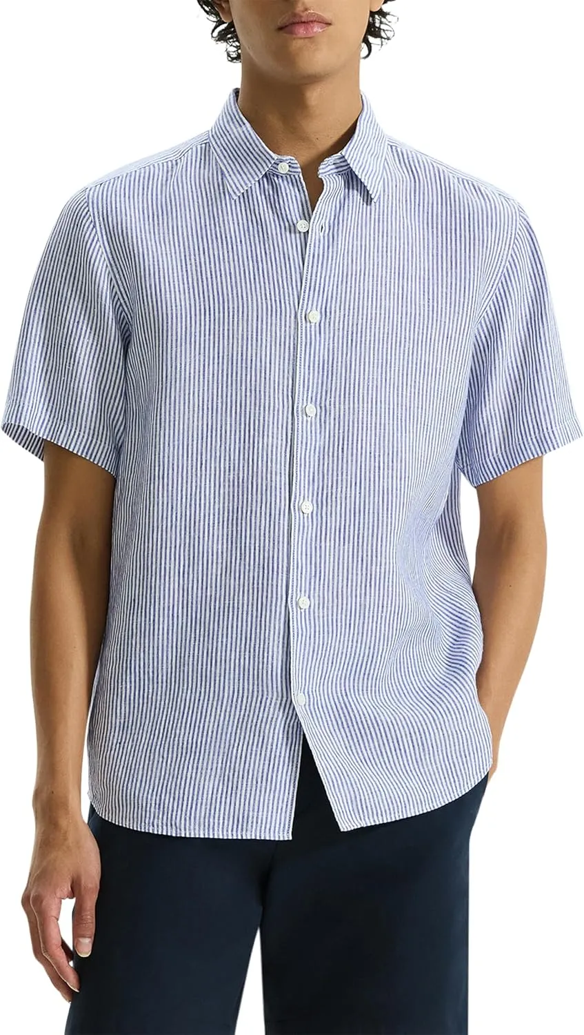 Theory Men's Irving Short Sleeve Oe in Relaxed Linen