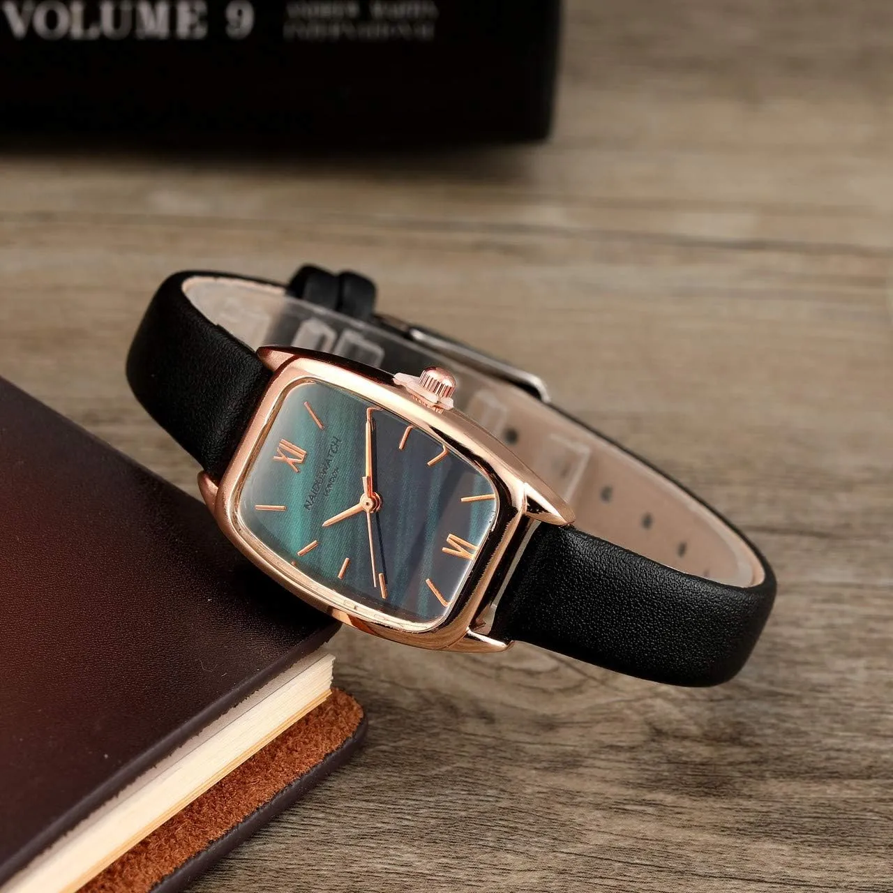 Top Plaza Womens Ladies Fashion Leather Wrist Watch Rectangle Elegant Simple Dial Analog Quartz Dress Watch