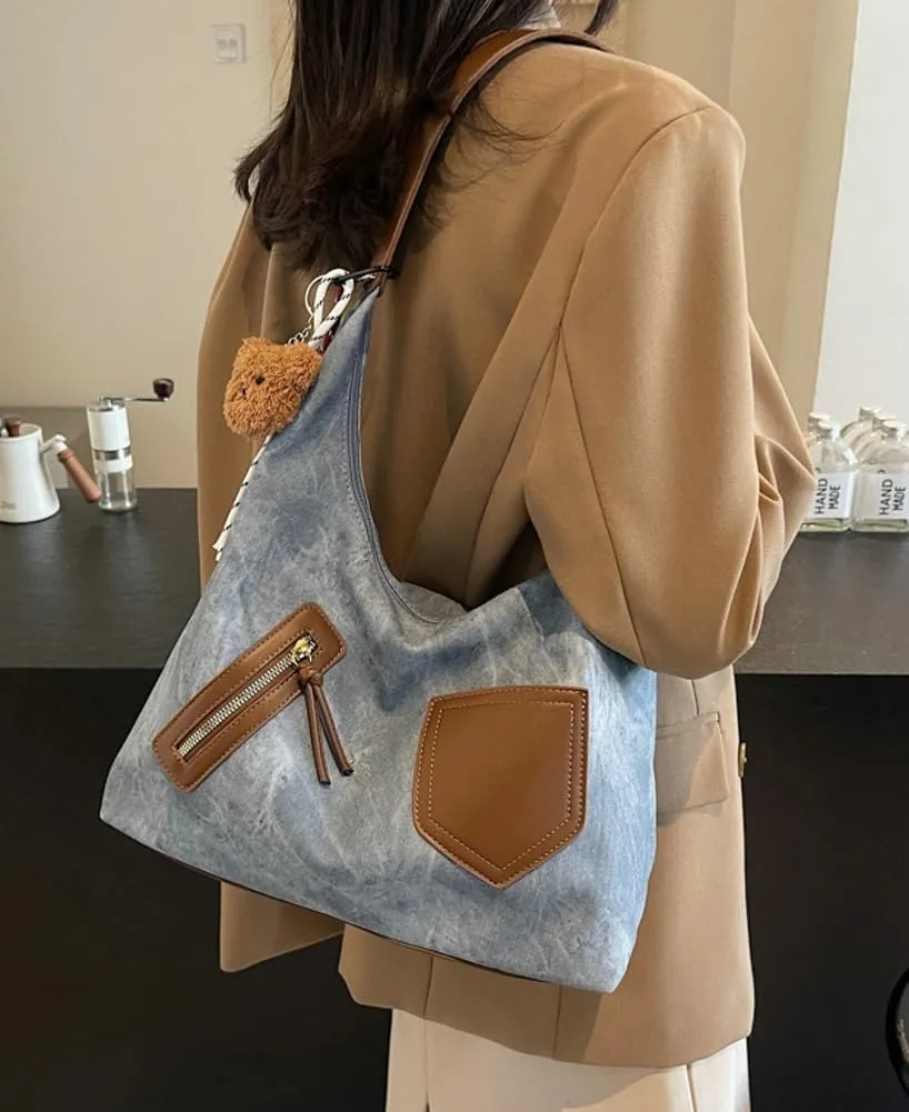 Trendy Vegan Leather Tote Bag Crescent Shoulder Bag Women Satchels Crossbody Purse Top-handle Handbag 2025