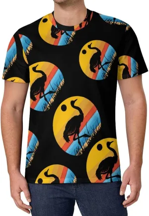 Vintage Funny Ostrich Men's T-Shirts Short Sleeve Tee Classic Hawaiian Shirt Athletic Workout Tops