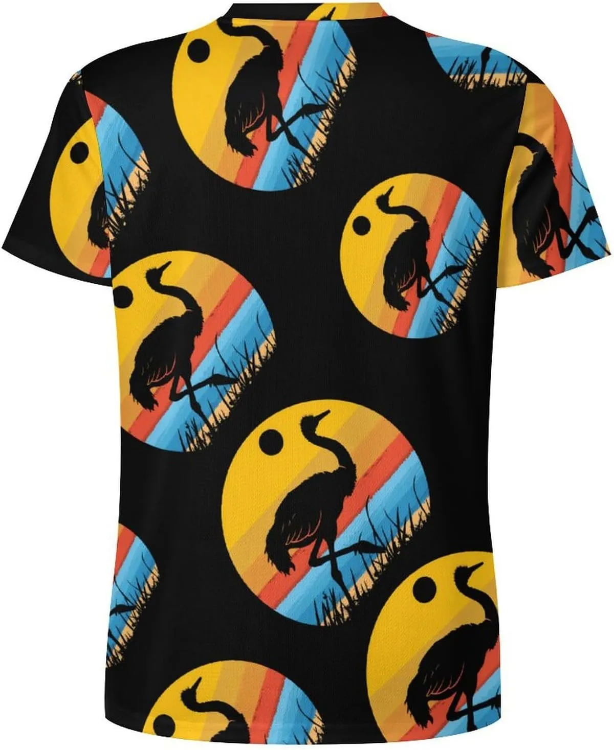 Vintage Funny Ostrich Men's T-Shirts Short Sleeve Tee Classic Hawaiian Shirt Athletic Workout Tops